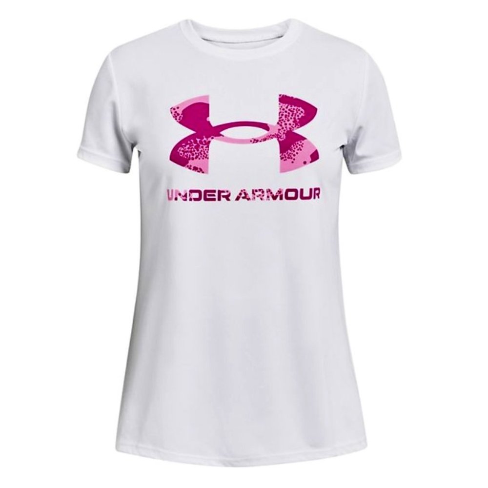 Under Armour Girls' Big Pink Logo Tech Tee